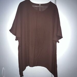 Women's Brown Relaxed Short Sleeve Top